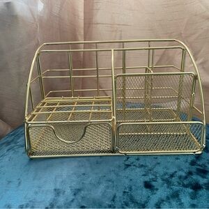 Gold metal makeup or desk organizer